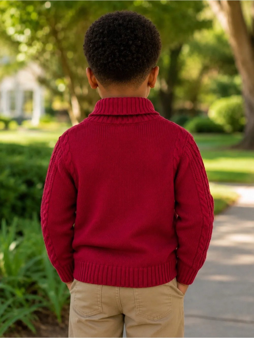 Gymboree Boys Red Cable Knit Shawl Collar Pullover Sweater Size 5/6 Small